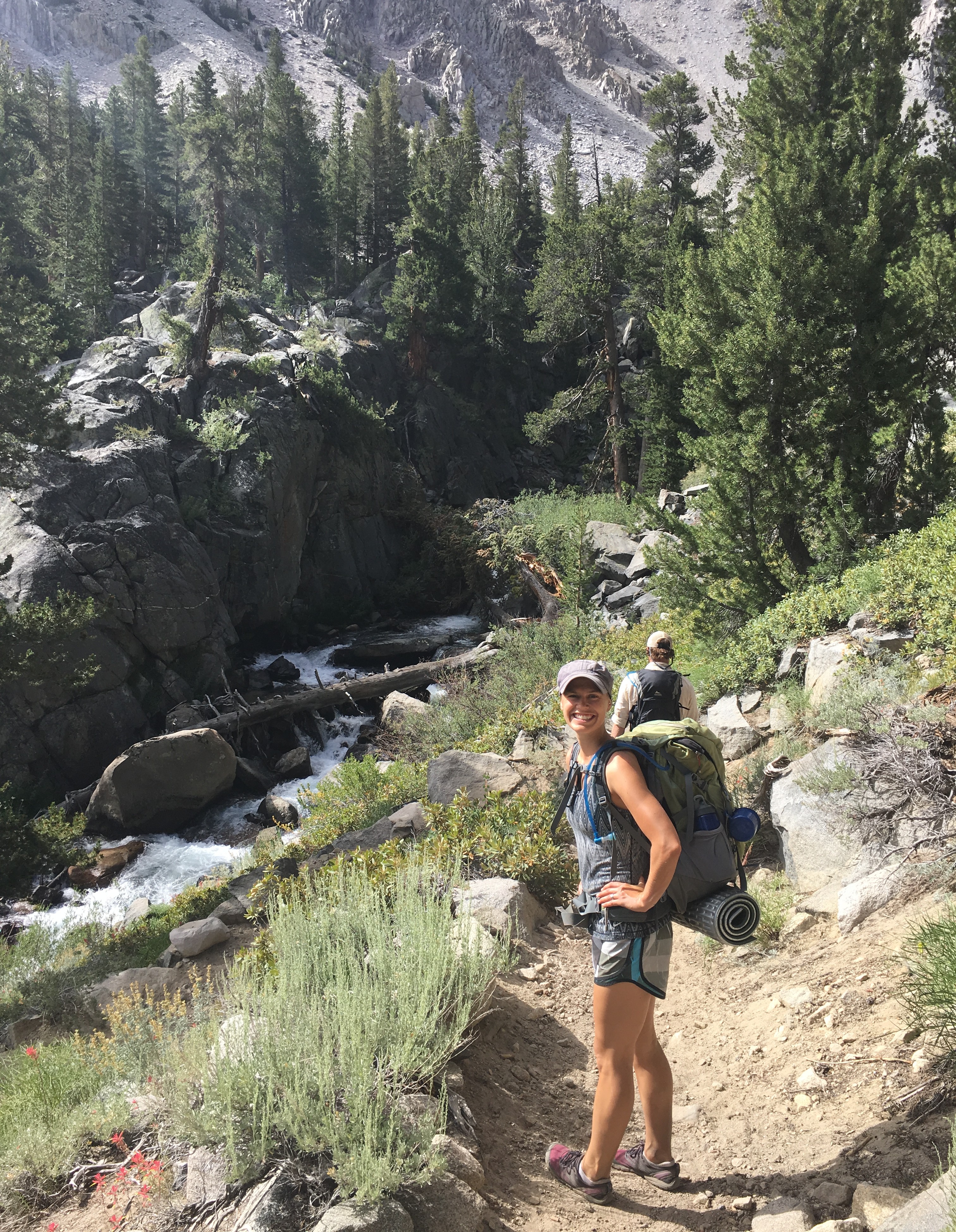 Kristy Blue hiking in the mountains. 